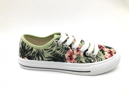 ladies fashion canvas injection sneaker