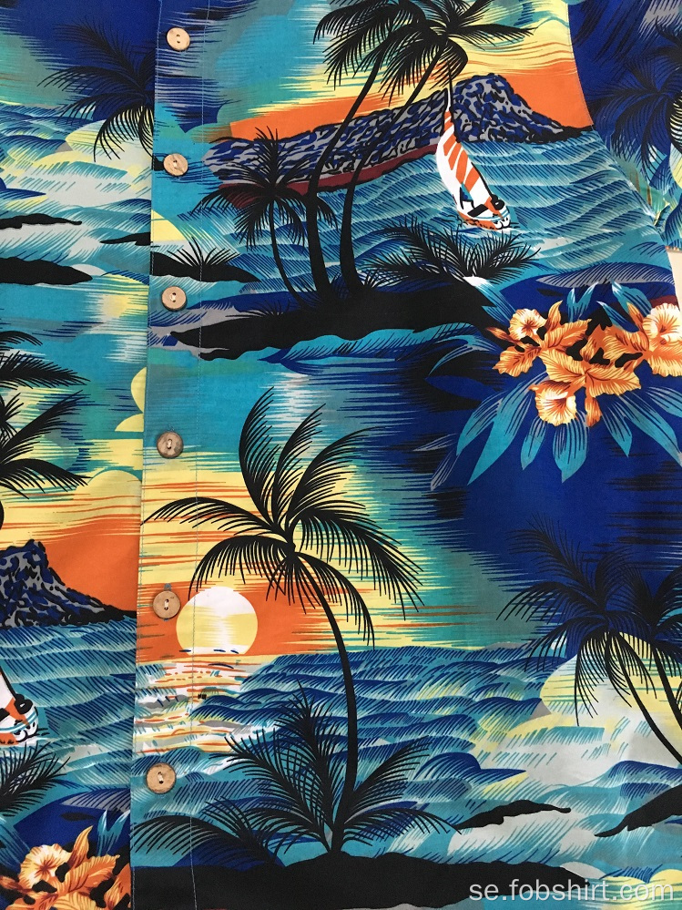 Polyester tryck hawaii skjorta