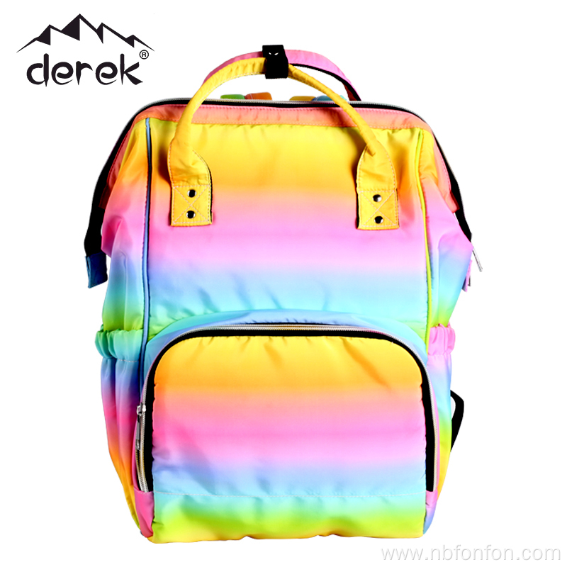 Rainbow Gradient Mommy Backpack Outdoor Travel Backpack