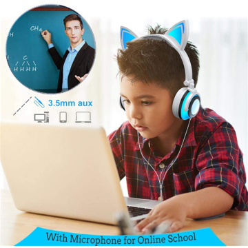 Foldable Headphone for Children with LED Cat Ear