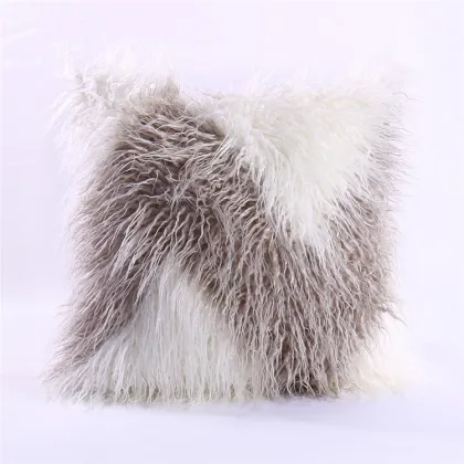 Custom Color Faux Fur Pillow Covers White Mongolian Faux Fur Pillow