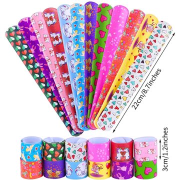 Slap Bracelets avec coeurs colorés Emoji et Licorne