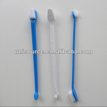 2 heads long handle pets toothbrush, big and small head pet toothbrush, Adult dog pet toothbrush
