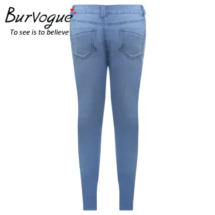 Burvogue New High Waist Jeans Women Jeans Stretch Butt Lifting Leggings Elastic Skinny Jeans Pencil Pants Trousers