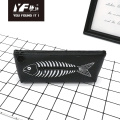 Custom popular fishbone series cute silicone pencil case