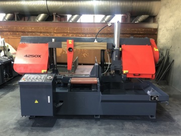 Upright angle metal cutting band saw machine