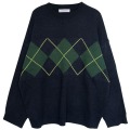Women's Argyle Pattern Oversized Knit Sweater