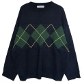 Frauen Argyle -Muster übergroßer Strickpullover