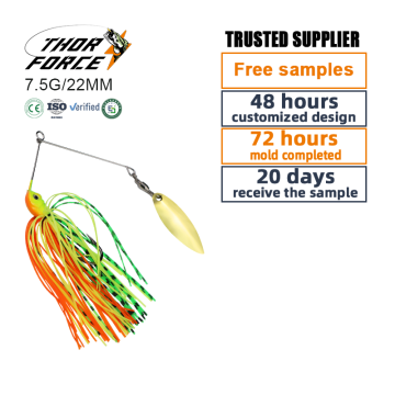 THORFORCE 7.5g 22mm Handmade Squid Skirt Spinner Bait for Bass Fishing