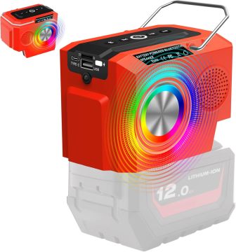 BT 10W Speaker Compatible with Milwaukee M18 Battery, Portable Wireless Speaker with HD Sound