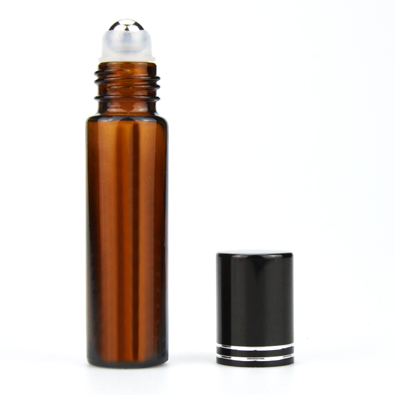 5 ml 8ml 10 ml de perfume de vidrio ámbar vacío botella de bola de bala de aceite esencial