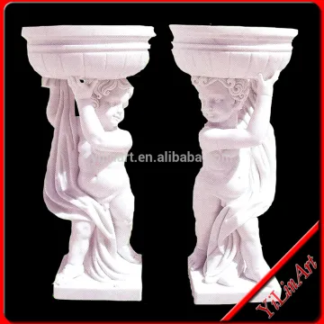 Pair of Nude Child Figure Stone Vases (YL-R078)
