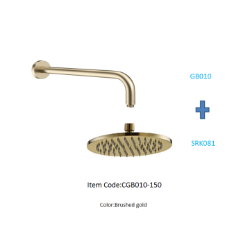 Brushed Gold Shower Arm &amp; Shower Head Set