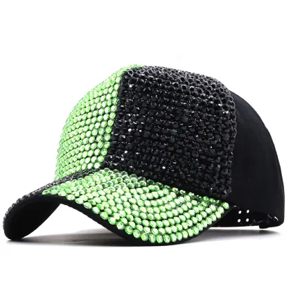 Two Tone Crystal Diamond Bling Rhinestone Snap Back Baseball Cap