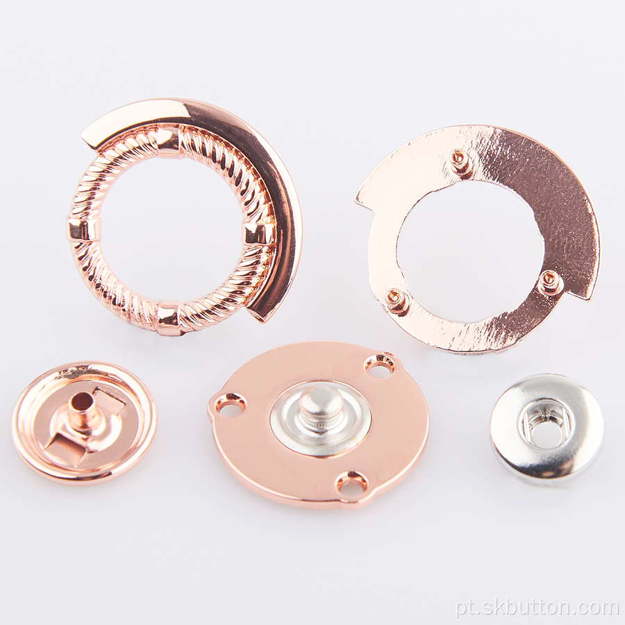 Quatro partes Spring Brass Round Snap botões