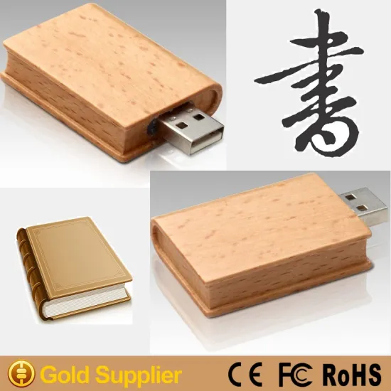 2015 popular new wooden book shaped usb flash drive