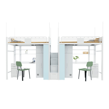 Double Wood Bunk Bed with Desk and Cabinet