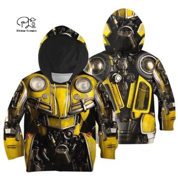 Family matching Outfits Bumblebee armor Suit Kids 3D Print Hoodies mom and daughter chidren boy Sweatshirts/Vest/jacket/t shirts