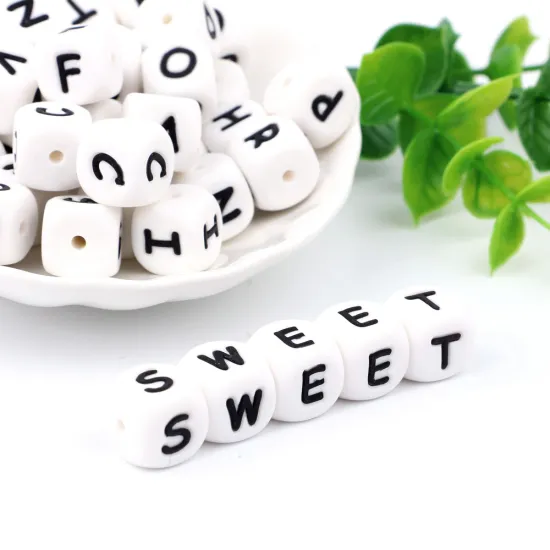 200pc Silicone Teething Beads Alphabet Letter For Personalized Name On Pacifier Clips Baby Teether Accessories 12mm