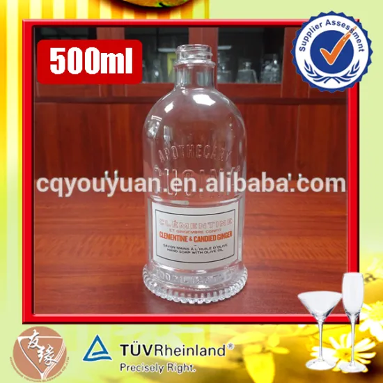 China hot selling stylish clear flint glass bottles 500 ml for hand soap