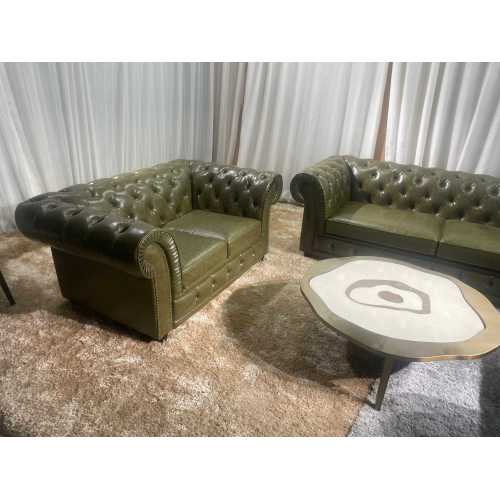 Genuine leather couch Chesterfield Luxury living room sofa