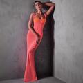 Solid colour halter long dress for women