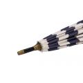 Navy Stripe Straight Dome Paraply With Spets