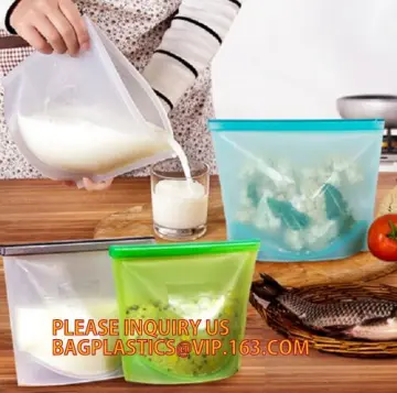 modern reusable silicone food storage bag, Leak Proof Silicone Food Sealer Bag Ziplock Type Food Storage Bag, Silicone Fresh-Kee