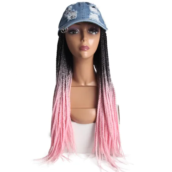 Trendy Wigs hat Hair style with cheap price synthetic hair baseball hat braided wigs,female fiber hair extension