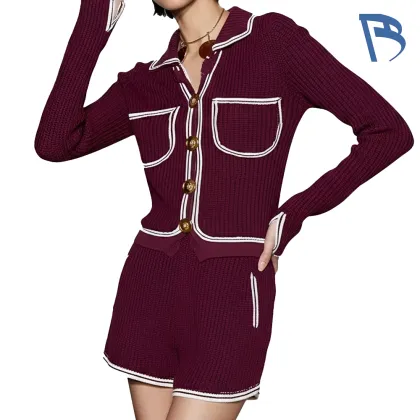 Crimson Business Knitted Set for Professional Wear