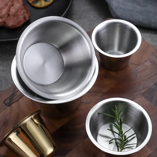 Stainless Steel Korean Sauce Cups for Condiments and Catering