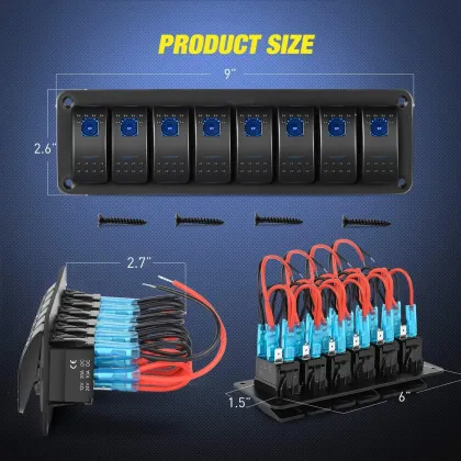 8 Gang Rocker Switch Panel