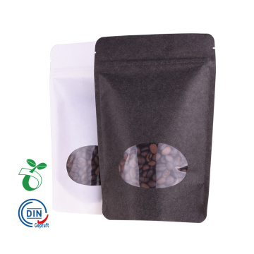 Sac compostable biodégradable en papier noir avec fenêtre transparente