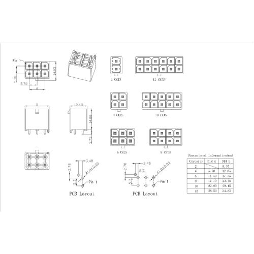 5.70mm 180°Wafer Dual Row With Post