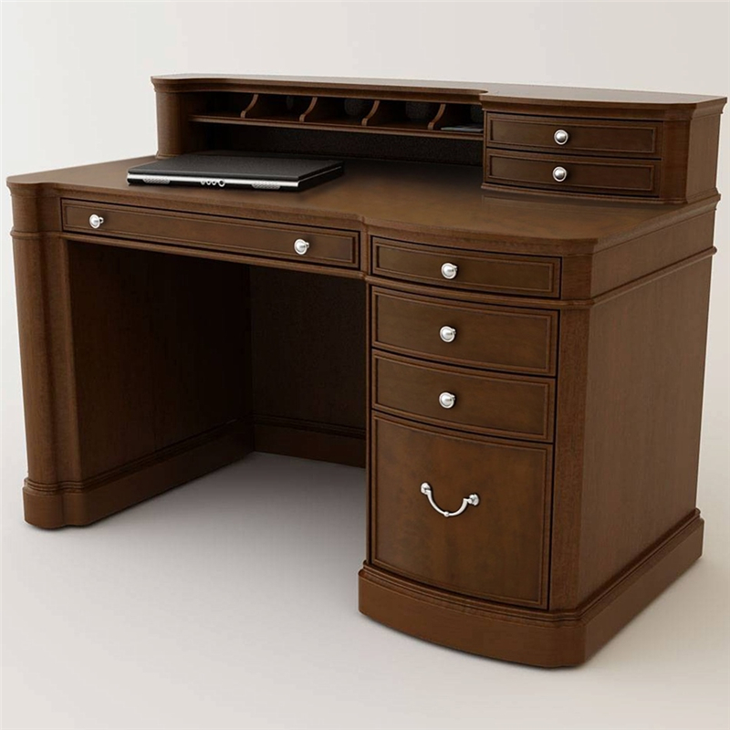 Wooden Desk With File Cabinet