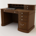 Office Wood Desk mit Hütten und Aktenschrank