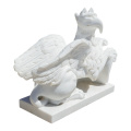 Stunning White Marble Eagle-Lion Guardian Statues