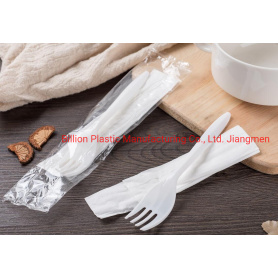 White Color Disposable PP Plastic Fork and Napkin Set