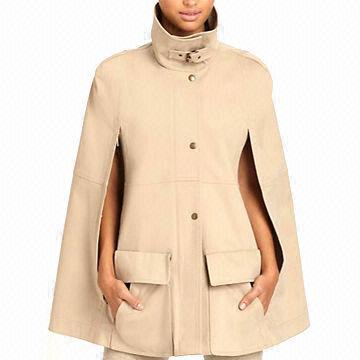 Funnel-Collar Cape Coat for Women