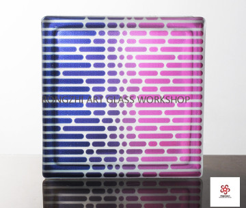 Blue and Pink Art Glass Brick