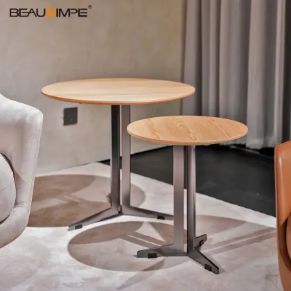 Minimalist Circular Coffee Table with Elm