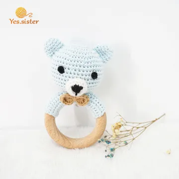 Beech Crochet Animal Wood Teether For Baby