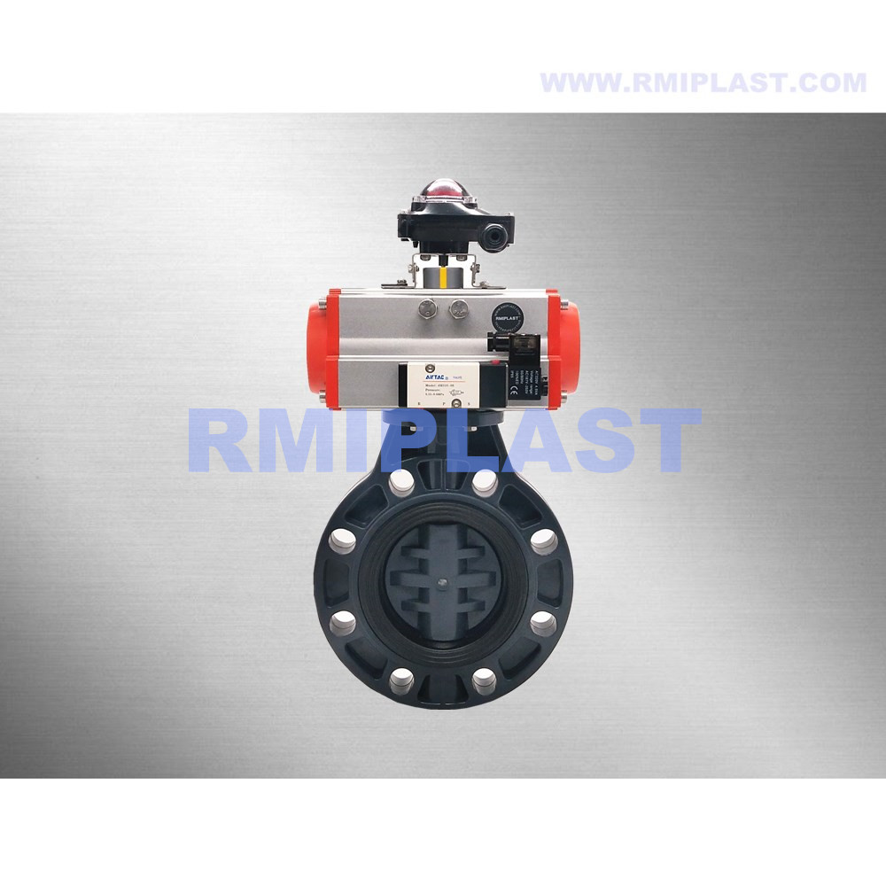 PVC Butterfly Valve Pneumatic uruchomione podwójne aktorstwo