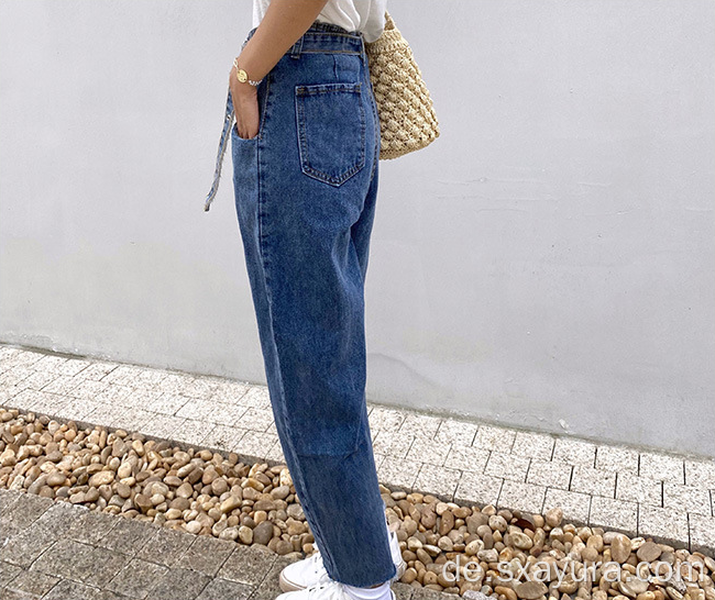 Neue Blue Jeans mit mittlerer Naht und Nähten für Frauen