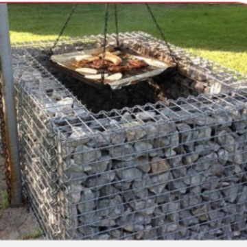 Lareira de gabion ecológica com design de pedra natural
