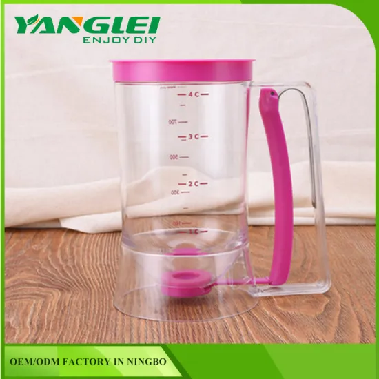 New 4 Cup Batter Pancake Cupcake Pastry Dispense Soft Grip Pull Handler