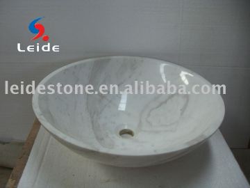 Drama white marble above counter vessel sink