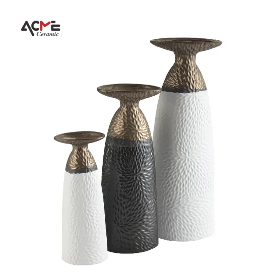 Scandinavian Dried Flower Vases: Modern White and Black Frosted Ceramic Decorations for Home