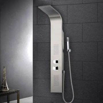 Stainless Steel Wall-Mounted Rainfall Waterfall Shower Panel in Black