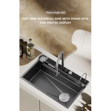 Artisan-Crafted Waterfall Sink Piano Key Digital Display